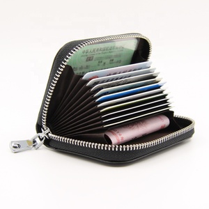 Cartera pequeña de cuero genuino para tarjetas de crédito, funda funcional compacta para tarjetas, billetera pequeña de acordeón con bloqueo RFID para mujer - Product Image 5