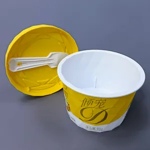 IML printing tamper evident logo disposable stackable pudding pack PP container 6 oz 15 oz ice cream gelato cups with lids