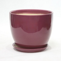 Ensemble de pots de fleurs en céramique, couleur prune glacée, style moderne minimaliste, écologiques, pour plantes d'intérieur/extérieur, pour la maison et le jardin