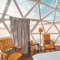 Dôme géodésique de luxe de 16 pieds en verre pour glamping, hôtel igloo avec salle de bain et poêle