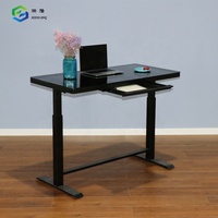 Bureau de travail moderne en verre, bureau électrique réglable en hauteur avec tiroirs