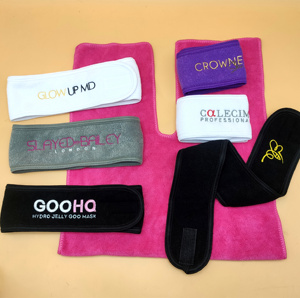 Serviette éponge personnalisée bon marché avec logo personnalisé Bandeau en coton microfibre éponge et <span class=keywords><strong>bambou</strong></span> Bandeau facial Bandeau de spa pour le maquillage - Product Image 3
