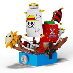 Gaomisi T2027 çocukluk eğitim oyuncaklar korsan gemisi saat müzik kutusu yapı taşları çocuklar için yapı oyuncaklar