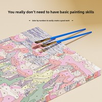Peinture à l'huile numérique 40 x 50 cm, paysage peint à la main, à colorier, style dessin animé, pour enfants, décoratif, avec cadre en bois massif
