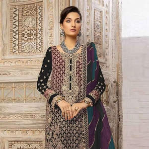 Salwar Kameez en Faux Georgette Lourd avec Broderie Riche en Fil, Paillettes, Dupatta et Finition Latkan Décorative – Prêt à Porter pour Tenue Formelle - Product Image 1