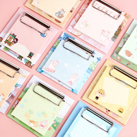 Bloc-notes à clip avec 50 feuilles, motif dessin animé mignon, pour étudiants, mémo créatif, notes autocollantes, papier d'étude, papeterie Kawaii, notes autocollantes