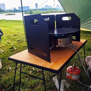 โต๊ะพับกลางแจ้งสีน้ำตาลแดง 60x25x34 ซม. โต๊ะตั้งแคมป์แบบพกพาทรงสี่เหลี่ยมพร้อมตาข่ายด้านบนสำหรับปิคนิคบาร์บีคิว - Product Image 1