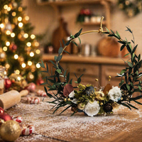 Hflora Nouvelle Conception Couronne Éternelle Faite à la Main Personnalisée Fleurs Conservées pour Noël, la Saint-Valentin, Thanksgiving, la Remise des Diplômes