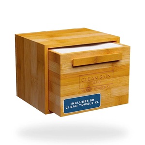 Boîte à mouchoirs extractible, boîte à mouchoirs de bureau, boîte de rangement en bois pour serviettes de visage avec tiroir, support pour collations et crème pour les mains. - Product Image 1
