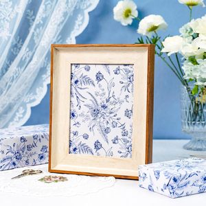 Blue Floral Wrapping Paper Roll 17 Inch X 16.5 Feet Art Paper Single Side Elegant Vintage Toile Gift <b>Wrap</b> for <b>Bridal</b> Shower - Product Image 6