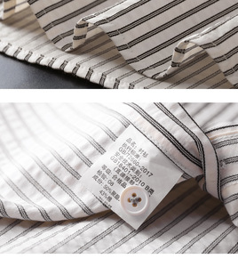 Camisa de manga corta a rayas personalizada para hombre, ligera, de alta gama, estilo casual de negocios, camisa de verano de media manga con bordado. - Product Image 5