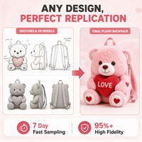 Sac à dos en peluche personnalisé en forme de cœur d'ours pour la Saint-Valentin, sac à dos doux personnalisé, cadeau de vacances, OEM ODM