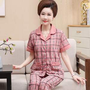 <span class=keywords><strong>ชุด</strong></span><span class=keywords><strong>นอน</strong></span>ผ้าฝ้าย100% สำหรับคุณแม่วัยกลางคน, กางเกงแขนสั้นคอปกทรงหลวมสำหรับ<span class=keywords><strong>ผู้</strong></span><span class=keywords><strong>หญิง</strong></span>สำหรับฤดูร้อน - Product Image 2