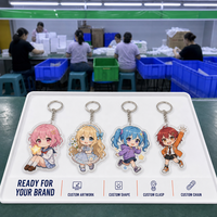 Porte-clés en acrylique transparent avec impression UV de fille anime, revêtement époxy, échantillon d'art gratuit, chaîne à billes, vente en gros, faible MOQ