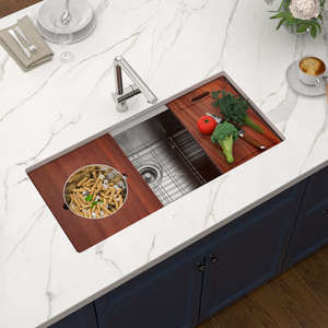 Lavello da cucina a incasso singolo in acciaio inossidabile con tagliere e ciotola per formaggio, modello Workstation, spedizione da magazzino USA - Product Image 1