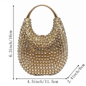 Bolso de mano elegante con diamantes de imitación para mujer, cartera de noche con asa superior, bolso de noche de cristal para bar, discoteca, cóctel - Product Image 2