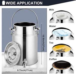 Boîte à lait <span class=keywords><strong>5L</strong></span> 304SS seau à thé boîte à huile en métal épaissie <span class=keywords><strong>avec</strong></span> <span class=keywords><strong>robinet</strong></span> 304ss couvercle scellé et poignée de transport stockage de boissons liquides - Product Image 2