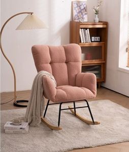 Silla de Comedor Nórdica de Lujo Moderna con Patas Oscilantes, Respaldo Alto Tapizado, Ecológica, Duradera, Impermeable, Portátil, para Sala de Estar o Parque - Product Image 1