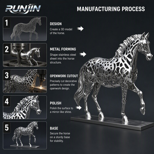 Escultura <span class=keywords><strong>de</strong></span> metal <span class=keywords><strong>de</strong></span> caballo a tamaño real, <span class=keywords><strong>de</strong></span> acero inoxidable pulido espejo, hueca, para jardín exterior, arte paisajístico, fabricante personalizado - Product Image 3
