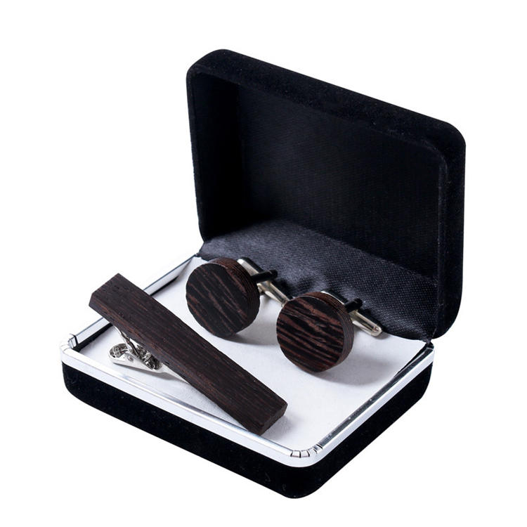 Высококачественные французские деревянные Запонки мужские Зажимы Для Галстука Набор круглых запонок