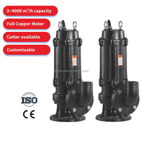 Pompe centrifuge verticale électrique submersible en acier inoxydable pour boues et eau, alimentée par moteur triphasé 18-80 CV