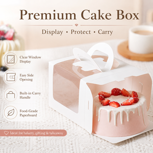 Handheld Eco-Friendly Paperboard Cake <b>Box</b> with Clear Window Custom Logo & UV Printing Takeaway Packaging - Product Image 4