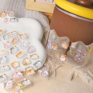 Autocollants gonflés d'animaux mignons, cochon d'Inde et lapin amusants, écologiques, imperméables, en couleur, en relief 3D pour scrapbooking - Product Image 1