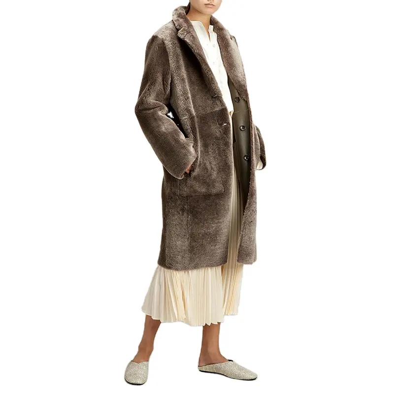 2018 Nuovo Disegno di Cuoio Cappotto di Pelliccia Reversibile Morbido Shearling Lato E Cappotto In Pelle