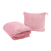 FF4786 couverture de voyage légère et douce avec logo personnalisé taie d'oreiller cadeau housse de bagage à main et pince pour sac à dos 2 en 1 couverture pour avion