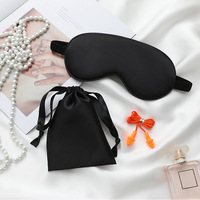 Satin Soie Masque Pour Les Yeux Bouchon D'oreille Ensemble Sangle Élastique Masque De Sommeil Anti-Lumière Réglable Coton Tissé Tricot Tissu Sac Voyage Soins Des Cheveux