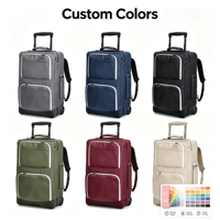 Sac de voyage convertible 2-en-1 noir en gros avec roulettes en aluminium, durable, imperméable en tissu Oxford, avec sangles de sac à dos dissimulées