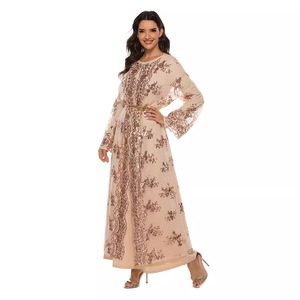 European and American New High-Density Bead Embroidery <b>Long</b> <b>Skirt</b> Elegant Flared Sleeve Dress - Product Image 1