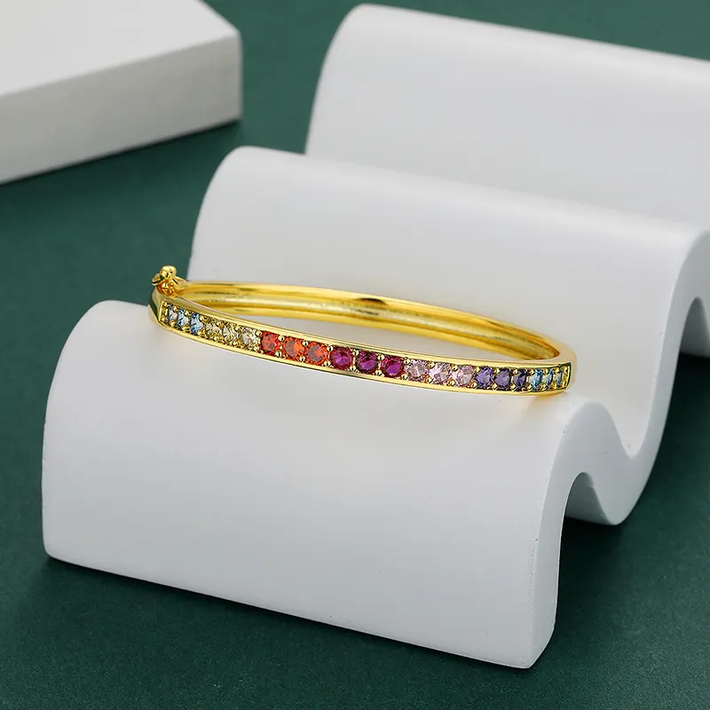 Fashion Jewelry Bracelets Bangles Women Gold Bracelet Colored Crystal Gems Friendship Bracelet