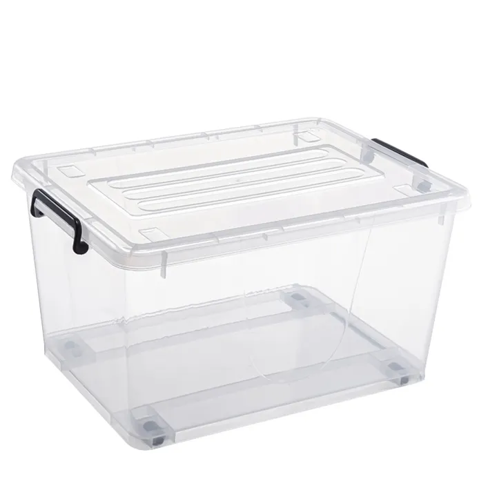 Stackable 42L waterproof plastic storage bins box with wheels