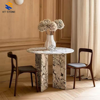 Table à manger en marbre Calacatta Viola KT STONE, meubles de luxe pour la maison, la décoration de restaurant, l'art et la décoration intérieure