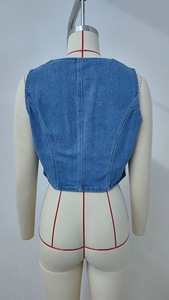 Femmes <span class=keywords><strong>Vintage</strong></span> Cowgirl Crop Jean Tops Grunge Rave Tenues Sexy Col En V Rétro Y2K Bouton Denim Veste pour Automne Dames - Product Image 6