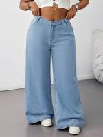 Jeans évasés grande taille pour femmes, Jeans tendance à blocs de couleur pour femmes, Pantalons amples à jambes larges pour femmes, Jeans délavés pour femmes