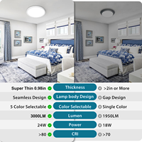 Plafonnier LED rond à installation rapide, 16 pouces, 24W, 3000LM, 5CCT, dimmable, avec support de montage, 120V, ETL, FCC, chambre principale