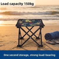Tabouret pliant portable compact pour pique-nique, randonnée, pêche, plage, voyage, en métal haute résistance avec motif feuilles, vente en gros
