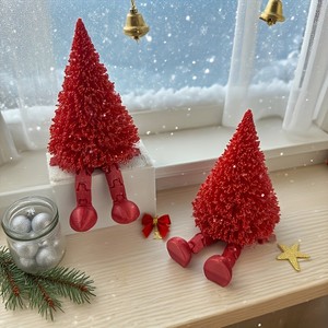 Holiday <b>Christmas</b> <b>Tree</b> Figurine Set Plastic Handmade <b>Mini</b> Sculpture Desktop Ornament for Home Office Decor - Product Image 5