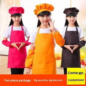 Conjunto de Gorro y Delantal de Cocina para Niñas, Ajustable, Colorido, Talla Infantil, Diseño Lindo - Product Image 4