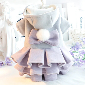 Vêtements d'hiver pour petits chiens, tenues en laine pour chats, tutu princesse doublé polaire, vêtements chauds pour chiots Teddy, tenues de fête, fournitures pour animaux de compagnie en gros - Product Image 1