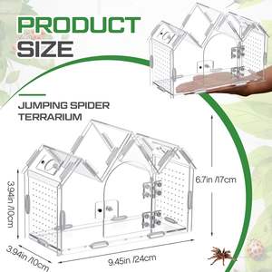 صندوق حيوانات زاحفة شفاف من الأكريليك على شكل قلعة للعناكب القافزة والطراد، مع باب مغناطيسي - Product Image 5
