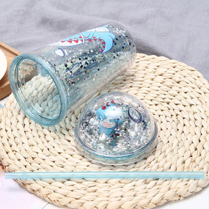 Botella de agua de doble capa a prueba de fugas para niños, botella de paja de plástico de 15 <span class=keywords><strong>oz</strong></span> para escuela, viaje, Picnic, Camping - Product Image 3