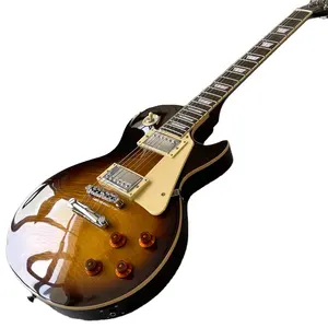 Özelleştirilmiş elektro gitar, sunset tiger alev desen bitirmek, gül ahşap klavye, krom alaşımlı donanım