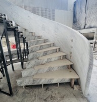 Escalier en marbre dolomite blanc sur mesure - Design moderne poli et imperméable pour villa et hôtel |   Vente en gros d'usine