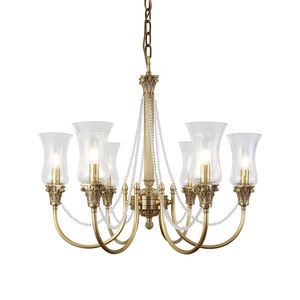 Lustre en cristal de verre de style européen en cuivre de luxe, luminaires suspendus pour salon, lampes suspendues modernes de style victorien pour hôtel - Product Image 1