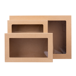 Rectangle <b>Brown</b> Kraft Paper Recycled Materials Sushi-Friendly Stamping Take Food Lunch <b>Boxes</b> Window for Catering Fruit Pastries - Product Image 1