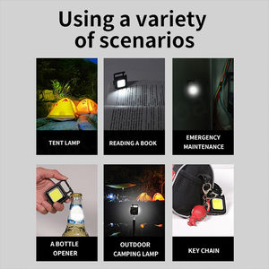 Lampe de travail COB multifonctionnelle portable d'extérieur rechargeable par USB, lampe d'inspection, mini lampe torche LED porte-clés pour le camping, vente en gros - Product Image 5