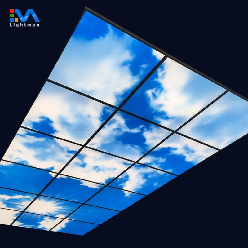 Lampu Dinding Led gambar langit biru 40W, lampu Led Panel tanpa bingkai 60x60cm 600*600mm 6060